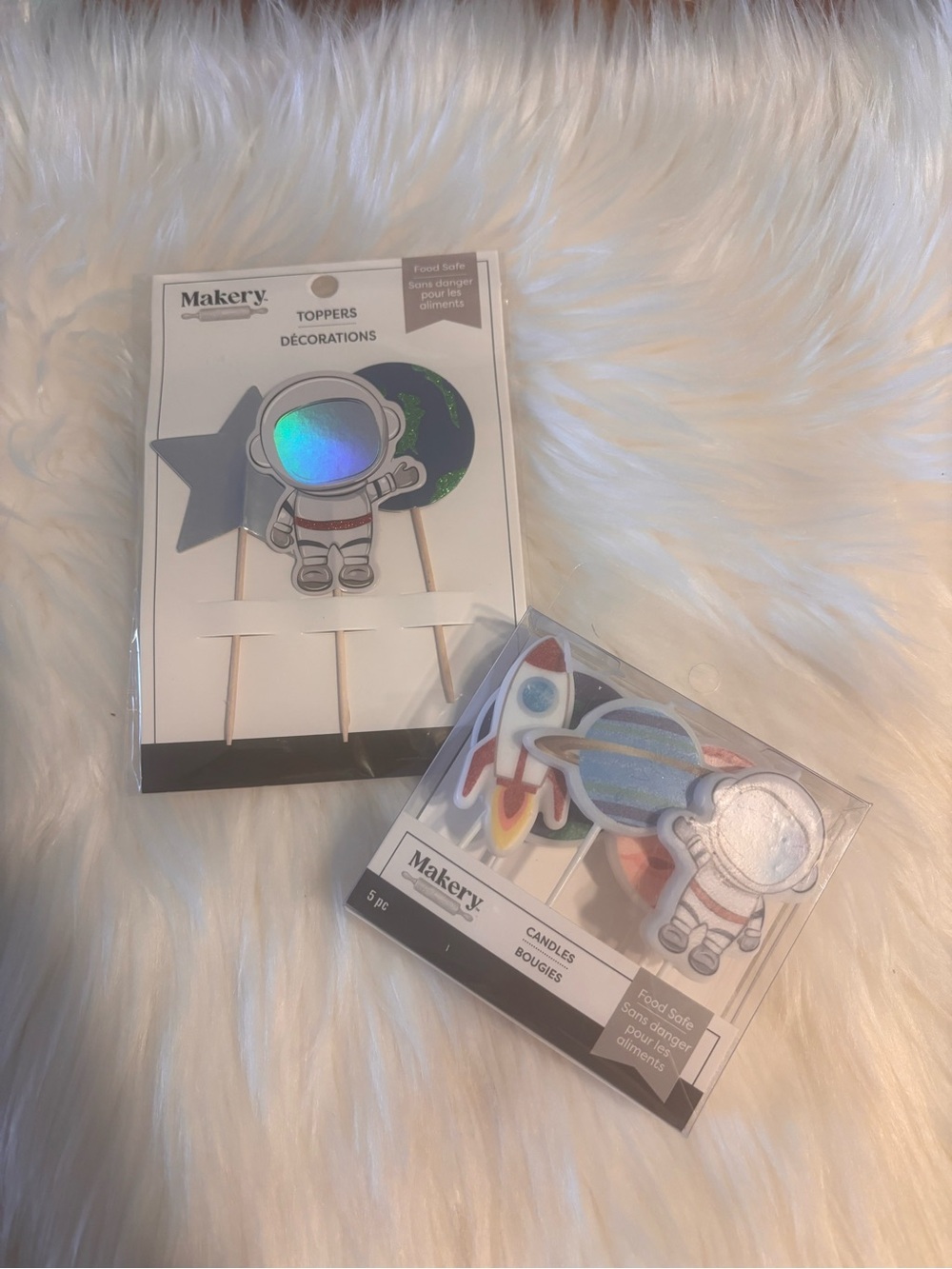 Makery Space-Themed Cake Toppers & Candles - Silver Holographic Accents